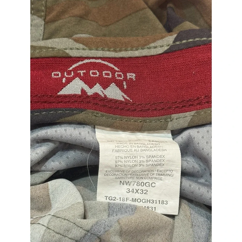 Wrangler Outdoor Camouflage Print Nylon Spandex Cargo Pants Men's 34‎ X 32